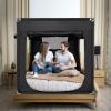 imageBed Canopy Portable Blackout Bed Tent Privacy Tent for Adult Indoor Sleeping with 3 Doors Storage BagBlack
