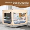 imageBed Canopy Portable Blackout Bed Tent Privacy Tent for Adult Indoor Sleeping with 3 Doors Storage BagKhaki