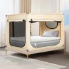 imageBed Canopy Portable Blackout Bed Tent Privacy Tent for Adult Indoor Sleeping with 3 Doors Storage BagKhaki