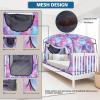 imageBed TentPortable Privacy Sleeping Bed CanopyBlackout 90 Drapes for Kids and AdultIndoor Space Tent with Breathable Large Mesh WindowsUnicorn