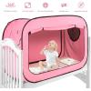 imagePoray Pop Up Baby Bed Tent Privacy Tent for Toddler Sleeping with 2 Zipper DoorsBreathable Mesh Windows and Portable Carry BagPink