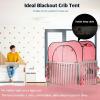 imagePoray Pop up Baby Privacy Bed Tent Sleeping Crib Tent Cover for ToddlerBlocks 80 Light with Monitor and Fan Pouch Design with Zipper DoorsBreathable Mesh WindowsPink