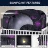 imagePoray Pop up Baby Privacy Bed Tent Sleeping Crib Tent Cover for ToddlerBlocks 80 Light with Monitor and Fan Pouch Design with Zipper DoorsBreathable Mesh WindowsStarry Constellation