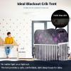 imagePoray Pop up Baby Privacy Bed Tent Sleeping Crib Tent Cover for ToddlerBlocks 80 Light with Monitor and Fan Pouch Design with Zipper DoorsBreathable Mesh WindowsStarry Constellation