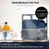 imagePoray Pop up Baby Privacy Bed Tent Sleeping Crib Tent Cover for ToddlerBlocks 80 Light with Monitor and Fan Pouch Design with Zipper DoorsBreathable Mesh WindowsDeep Blue