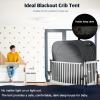 imagePoray Pop up Baby Privacy Bed Tent Sleeping Crib Tent Cover for ToddlerBlocks 80 Light with Monitor and Fan Pouch Design with Zipper DoorsBreathable Mesh WindowsBlack