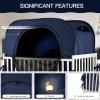 imagePoray Pop up Baby Privacy Bed Tent Sleeping Crib Tent Cover for ToddlerBlocks 80 Light with Monitor and Fan Pouch Design with Zipper DoorsBreathable Mesh WindowsDeep Blue