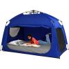 imageIndoor Instant Privacy Bed Tent for SleepingQuick Setup Bed CanopiesPortable Bed Drapes with Large Space and 3 Doors Starry TwinBlue