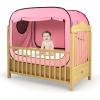imagePoray Pop Up Baby Bed Tent Privacy Tent for Toddler Sleeping with 2 Zipper DoorsBreathable Mesh Windows and Portable Carry BagPink