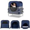 imagePoray Pop up Baby Privacy Bed Tent Sleeping Crib Tent Cover for ToddlerBlocks 80 Light with Monitor and Fan Pouch Design with Zipper DoorsBreathable Mesh WindowsDeep Blue