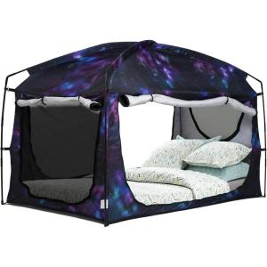 imageBed TentPortable Privacy Sleeping Bed CanopyBlackout 90 Drapes for Kids and AdultIndoor Space Tent with Breathable Large Mesh WindowsGalaxy