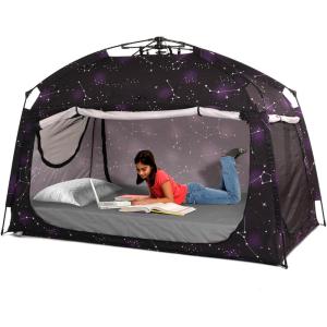 imageIndoor Instant Privacy Bed Tent for SleepingQuick Setup Bed CanopiesPortable Bed Drapes with Large Space and 3 Doors Starry TwinStarry