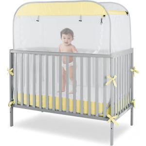 imagePorayhut Portable Baby Crib Net Safety Mesh TentPop up Infant Mosquito Net See Through Canopy Netting Cover for BabyampampToddler to Keep Baby from Climbing OutLight khaki