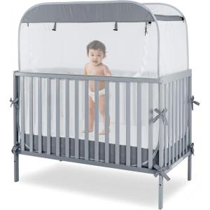 imagePorayhut Portable Baby Crib Net Safety Mesh TentPop up Infant Mosquito Net See Through Canopy Netting Cover for BabyampampToddler to Keep Baby from Climbing OutSpace Gray