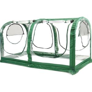 imagePortable Greenhouse for Garden Bed Easy SetUp Gardening Flower House ampamp Plant Sunshine Room with PVC Cover for Protecting Plant from Cold Frost ampamp Birds ampamp InsectsDouble Room Domed Greenhouse