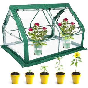 imagePortable Greenhouse for Garden Bed Easy SetUp Gardening Flower House ampamp Plant Sunshine Room with PVC Cover for Protecting Plant from Cold Frost ampamp Birds ampamp InsectsDouble Spire Roof Greenhouse