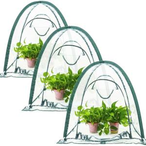 imagePortable Greenhouse for Garden Bed Easy SetUp Gardening Flower House ampamp Plant Sunshine Room with PVC Cover for Protecting Plant from Cold Frost ampamp Birds ampamp Insects3 Pcs Taper Plant Cover