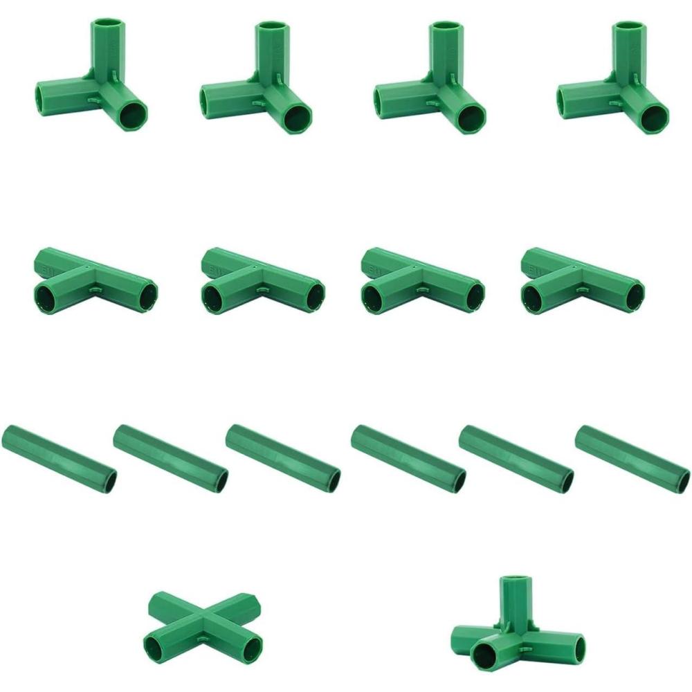 image5 Types Stable Support Heavy Connectors Fitting 16MM Tunnel Greenhouse Gardening Net Frame Building 16PCS Connectors Suitable for Plant Greenhouse Cover to Solve Use Parts Missing