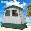 imageCamping Shower Tent Deluxe Changing Room Easy Set Up Privacy ShelterLarge Toilet Tent with Floor Drain Design for Beach CampingHiking with Stakes and Ropes for Stability2 Room GreyHunter Green