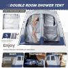 imageCamping Shower Tent Deluxe Changing Room Easy Set Up Privacy ShelterLarge Toilet Tent with Floor Drain Design for Beach CampingHiking with Stakes and Ropes for Stability2 Room GreyNavy Blue