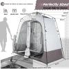 imageCamping Shower Tent Deluxe Changing Room Easy Set Up Privacy ShelterLarge Toilet Tent with Floor Drain Design for Beach CampingHiking with Stakes and Ropes for Stability2 Room GreyBrown
