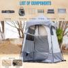imageCamping Shower Tent Deluxe Changing Room Easy Set Up Privacy ShelterLarge Toilet Tent with Floor Drain Design for Beach CampingHiking with Stakes and Ropes for Stability1 Room GreyBlack