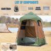imageCamping Shower Tent Deluxe Changing Room Easy Set Up Privacy ShelterLarge Toilet Tent with Floor Drain Design for Beach CampingHiking with Stakes and Ropes for Stability1 Room GreenBrown