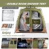 imageCamping Shower Tent Deluxe Changing Room Easy Set Up Privacy ShelterLarge Toilet Tent with Floor Drain Design for Beach CampingHiking with Stakes and Ropes for Stability2 Room GreenBrown