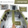 imageCamping Shower Tent Deluxe Changing Room Easy Set Up Privacy ShelterLarge Toilet Tent with Floor Drain Design for Beach CampingHiking with Stakes and Ropes for Stability2 Room GreenBrown