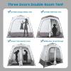 imageCamping Shower Tent Deluxe Changing Room Easy Set Up Privacy ShelterLarge Toilet Tent with Floor Drain Design for Beach CampingHiking with Stakes and Ropes for Stability2 Room GreyBrown