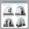 imageCamping Shower Tent Deluxe Changing Room Easy Set Up Privacy ShelterLarge Toilet Tent with Floor Drain Design for Beach CampingHiking with Stakes and Ropes for Stability2 Room GreyBlack