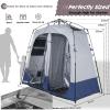 imageCamping Shower Tent Deluxe Changing Room Easy Set Up Privacy ShelterLarge Toilet Tent with Floor Drain Design for Beach CampingHiking with Stakes and Ropes for Stability2 Room GreyNavy Blue