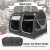 imageMispace Portable 2 Pet Carriers for Cats Collapsible Cat Condo for Car Travel Pet Kennel Show Cages with Portable Carry Bag Hammocks Mats and Litter BoxBlack