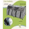 imageMispace Portable Twin Compartment Show House Cat Cage CondoComfy Puppy Home Dog Travel Crate with Carry Bag2 HammocksMats ampamp Collapsible Litter BoxGray