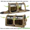 imageMispace Portable Twin Compartment Show House Cat Cage CondoComfy Puppy Home Dog Travel Crate with Carry Bag2 HammocksMats ampamp Collapsible Litter BoxLight Brown