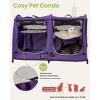 imageMispace Portable Twin Compartment Show House Cat Cage CondoComfy Puppy Home Dog Travel Crate with Carry Bag2 HammocksMats ampamp Collapsible Litter BoxLavender