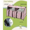 imageMispace Portable Twin Compartment Show House Cat Cage CondoComfy Puppy Home Dog Travel Crate with Carry Bag2 HammocksMats ampamp Collapsible Litter BoxPink