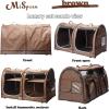 imageMispace Portable Twin Compartment Show House Cat Cage CondoComfy Puppy Home Dog Travel Crate with Carry Bag2 HammocksMats ampamp Collapsible Litter BoxBrown
