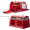 imageMispace Portable Twin Compartment Show House Cat Cage CondoComfy Puppy Home Dog Travel Crate with Carry Bag2 HammocksMats ampamp Collapsible Litter BoxRed