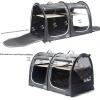 imageMispace Portable Twin Compartment Show House Cat Cage CondoComfy Puppy Home Dog Travel Crate with Carry Bag2 HammocksMats ampamp Collapsible Litter BoxBlack