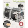 imageMispace Portable Twin Compartment Show House Cat Cage CondoComfy Puppy Home Dog Travel Crate with Carry Bag2 HammocksMats ampamp Collapsible Litter BoxGray