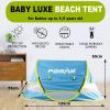 imagePoray Portable Baby Beach Tent with UPF 50 Sun ShelterMosquito Net and Sunshade Ideal Pop Up Kids Travel Tent with Carry Bag ampamp 2 StakesOutdoor Indoor Play and Sun ProtectionLarge Deluxe Blue  Mat