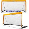 imagePoray Portable Soccer Goal Pop Up Soccer Net for Kids and Adults with 210D Oxford Fabric ampamp Extra StakesBirthday Gift ampamp Fun for Backyard and Soccer TrainingOrange