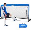 imagePoray Portable Soccer Goal Pop Up Soccer Net for Kids and Adults with 210D Oxford Fabric ampamp Extra StakesBirthday Gift ampamp Fun for Backyard and Soccer TrainingBlue