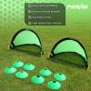 imagePoray Soccer Goal for Kid Easyup Set of Two Portable Soccer Net 210D Oxford with 8 Field Marker Cones Extra Stakes Fun for Backyard and Soccer TrainingGreen