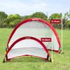 imagePoray Soccer Goal for Kid Easyup Set of Two Portable Soccer Net 210D Oxford with 8 Field Marker Cones Extra Stakes Fun for Backyard and Soccer TrainingRed