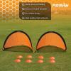 imagePoray Soccer Goal for Kid Easyup Set of Two Portable Soccer Net 210D Oxford with 8 Field Marker Cones Extra Stakes Fun for Backyard and Soccer TrainingOrange