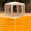 imagePorayhut Pop up Bubble Tent Screen House 10X10Large Camping Sun ShelterWeather and Cold Proof Pod with Detachable Sunshade ClothWaterproof Floor2 Zipper Doors ampamp 4 Mesh Breathable WindowsBeige
