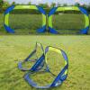 imagePorayhut Pop up Soccer Goal and Ball Sets Portable Soccer Net for TrainingSet of 2 Easy Assembly with Compact Carrying BagGift for Kids with Pump and 8 Stakes4FT Blue Green Goal Set