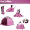 imagePortable Hexagon Kids Play Tent with LED Strip Lights Indoor Children Play House Easy Setup Space Large Dream Tent for Night 45 Person ampamp Birthday GiftsPink